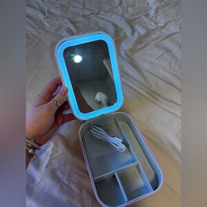 Portable LED Makeup Mirror with Storage